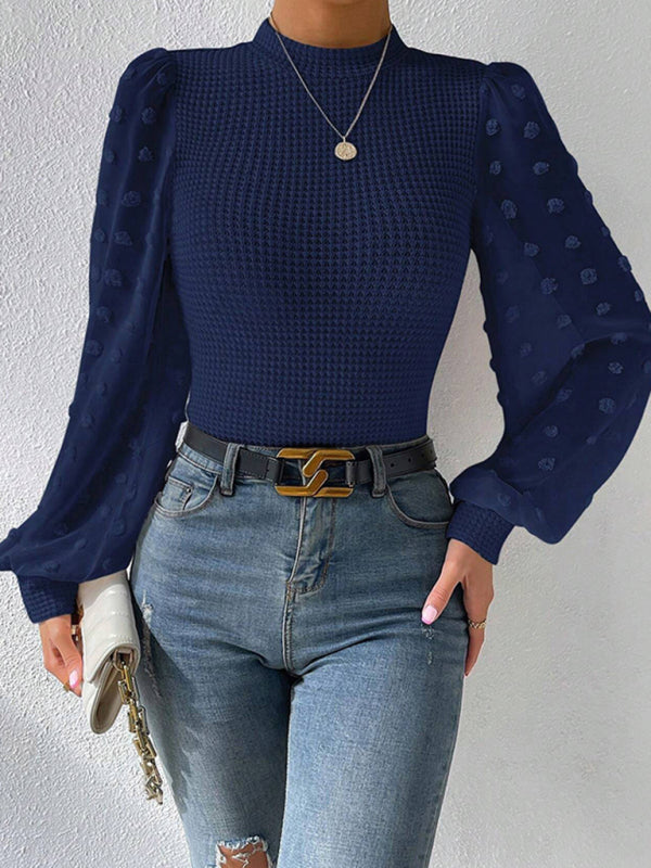 Women's New Fashionable Round Neck Spliced Long Sleeve Sweater