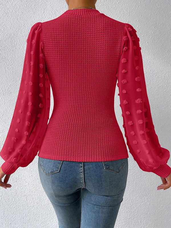 Women's New Fashionable Round Neck Spliced Long Sleeve Sweater