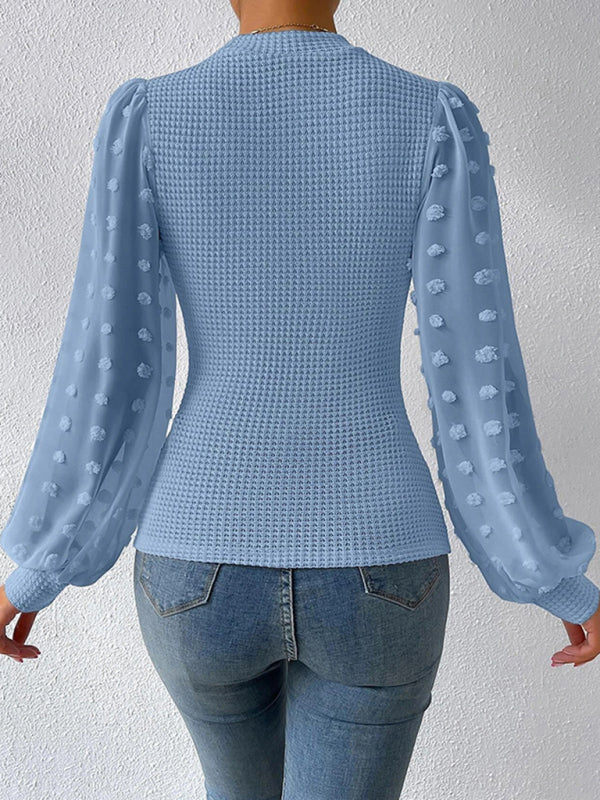 Women's New Fashionable Round Neck Spliced Long Sleeve Sweater