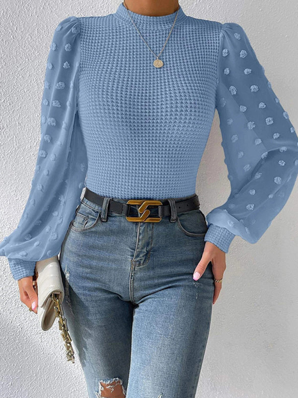 Women's New Fashionable Round Neck Spliced Long Sleeve Sweater