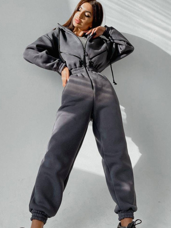 Title: Women Zip Up Casual Tracksuit Set