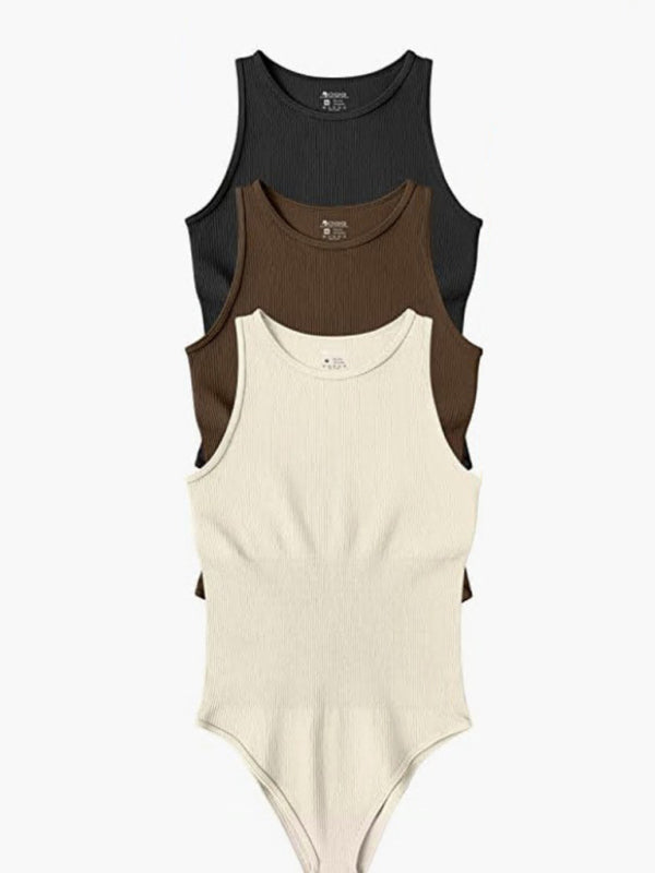 women‘s sexy  round neck  sleeveless bodysuit