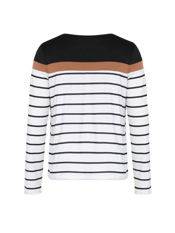 New Women's Striped Casual Long Sleeve Sweater