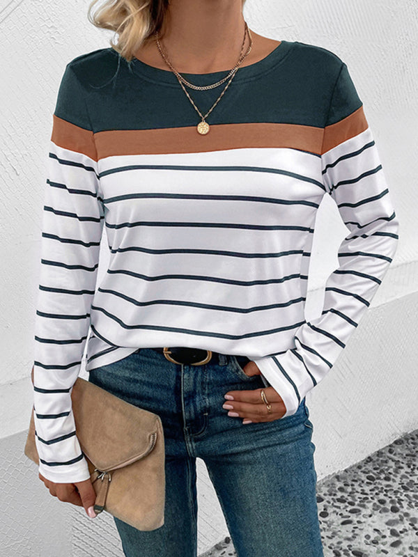 New Women's Striped Casual Long Sleeve Sweater