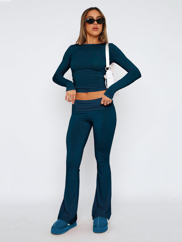 Women's New Fashionable Solid Color Comfortable Slimming Low Waist Flare Pants