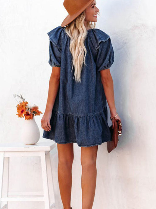 Women's new loose casual ruffle short dress