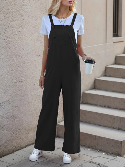 New casual one-piece suspender straight trousers