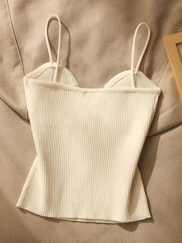 New style knitted tube top camisole with decorative buttoned blouse inside