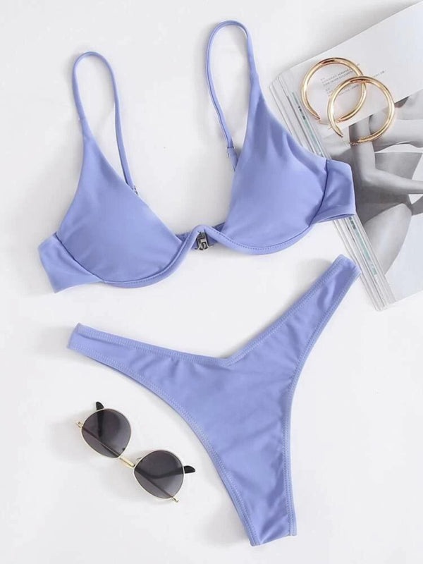 New sexy bikini solid color underwire swimsuit