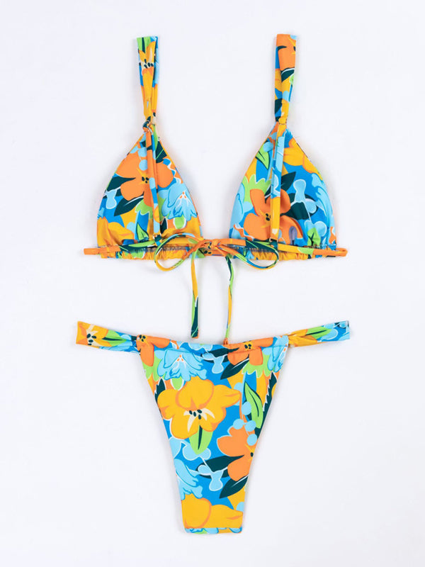 New Fashion Sexy Vacation Strap Floral Print Split Bikini