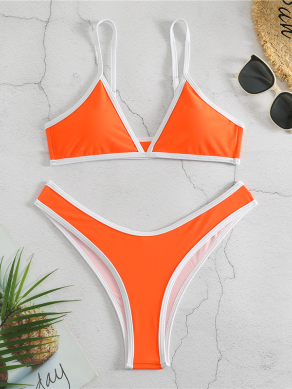 Women's Solid Color Bikini Sexy Sports Contrast Color Bikini