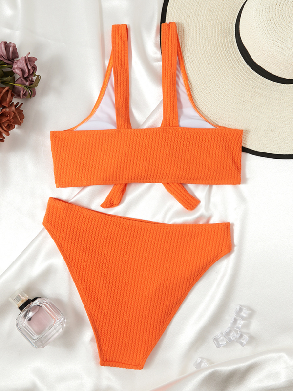 Women's Swimwear Pierced Solid Color Hollow Bikinis