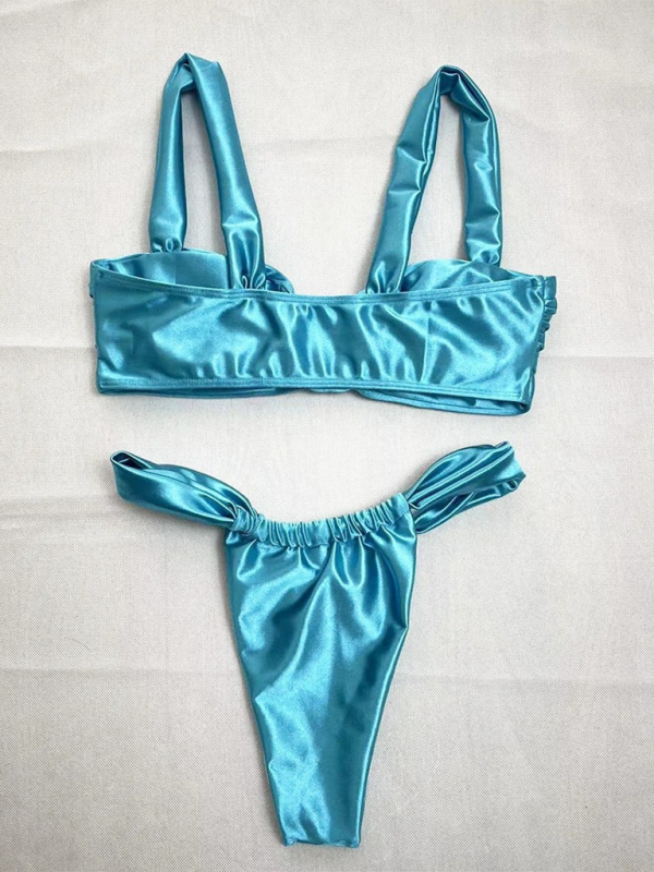 Fashion Sexy Women's Solid Color Smooth Bikini Set