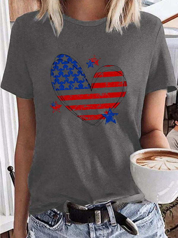 New Independence Day Love Print Women's T-shirt