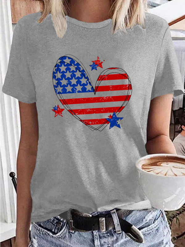 New Independence Day Love Print Women's T-shirt