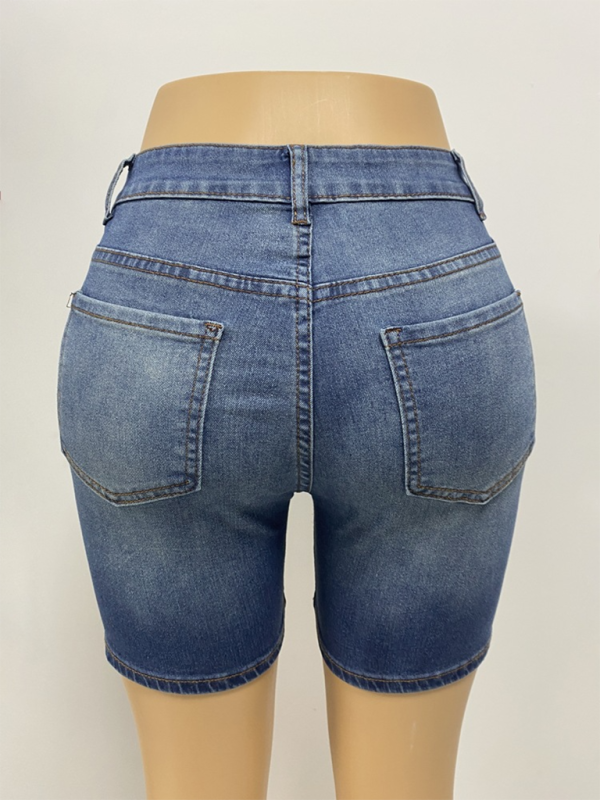 New American retro slim fit denim shorts