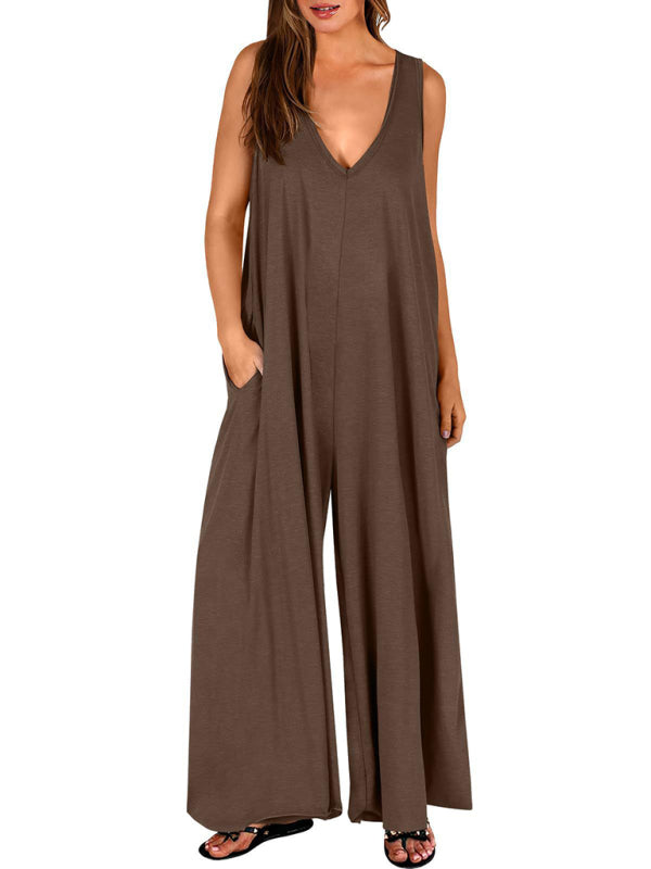 Women's casual pocket thin jumpsuit