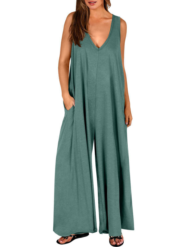 Women's casual pocket thin jumpsuit