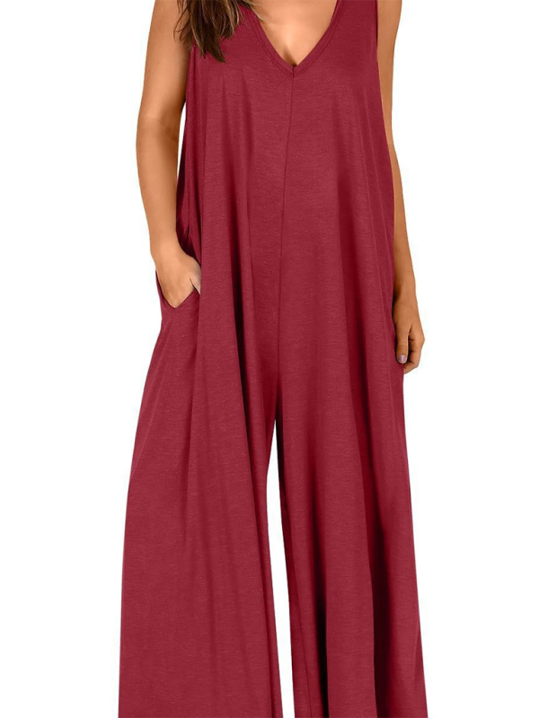 Women's casual pocket thin jumpsuit