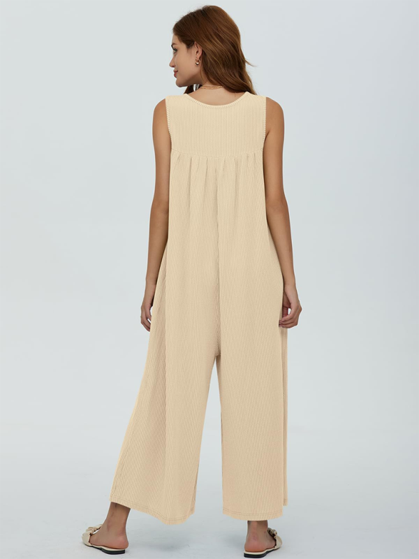 Women's casual pocket button jumpsuit