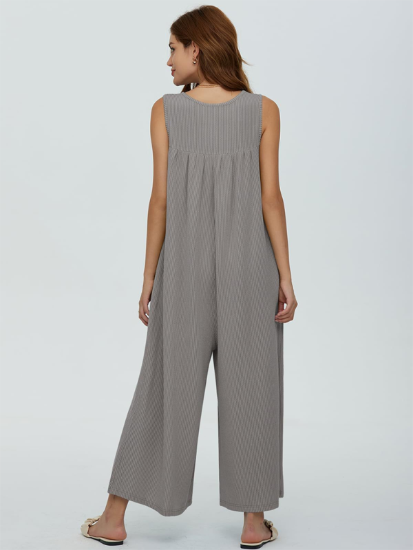 Women's casual pocket button jumpsuit