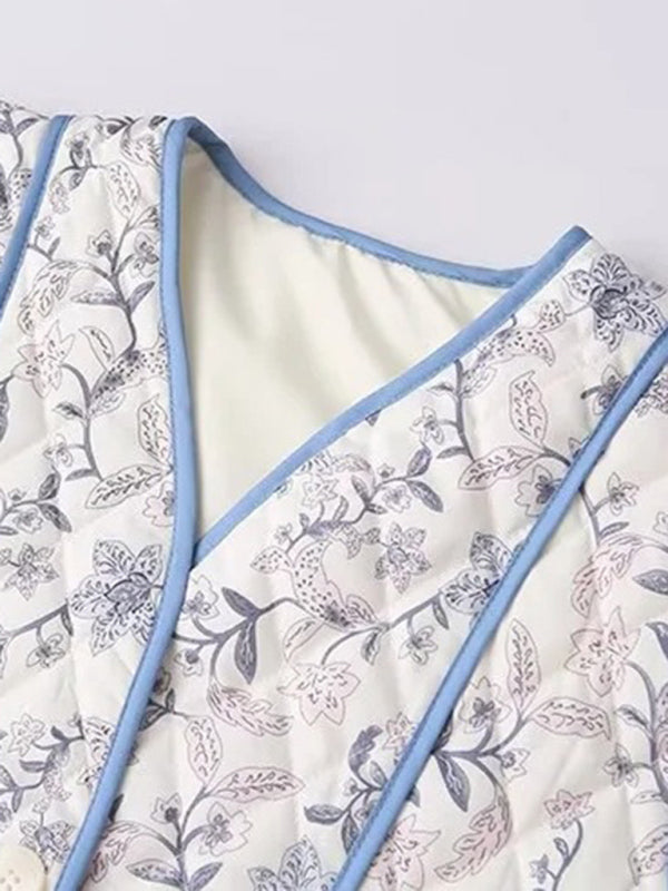 Ladies new style patchwork two button printed vest