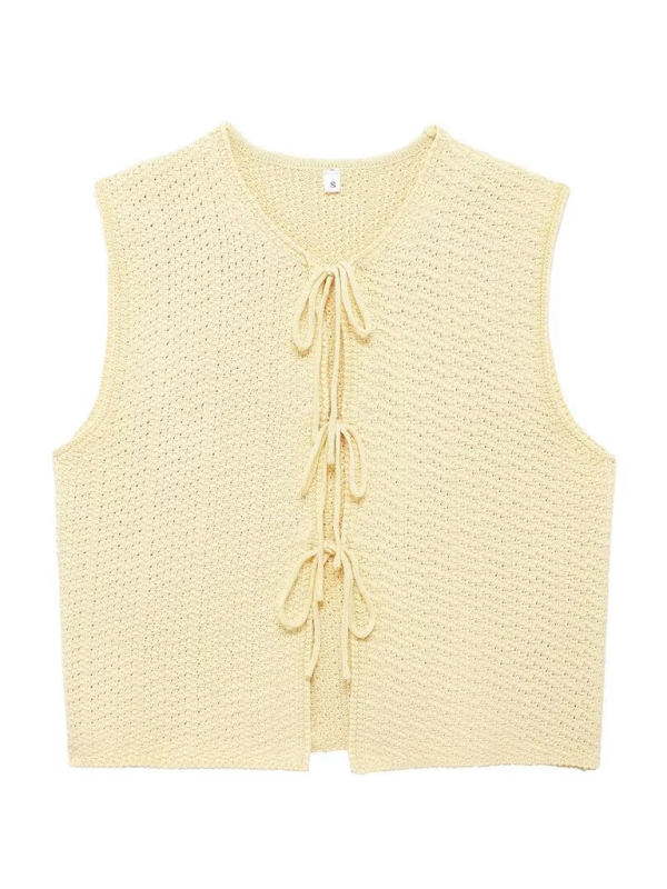 Ladies casual new style V-neck bowknot small V-neck sleeveless knitted vest