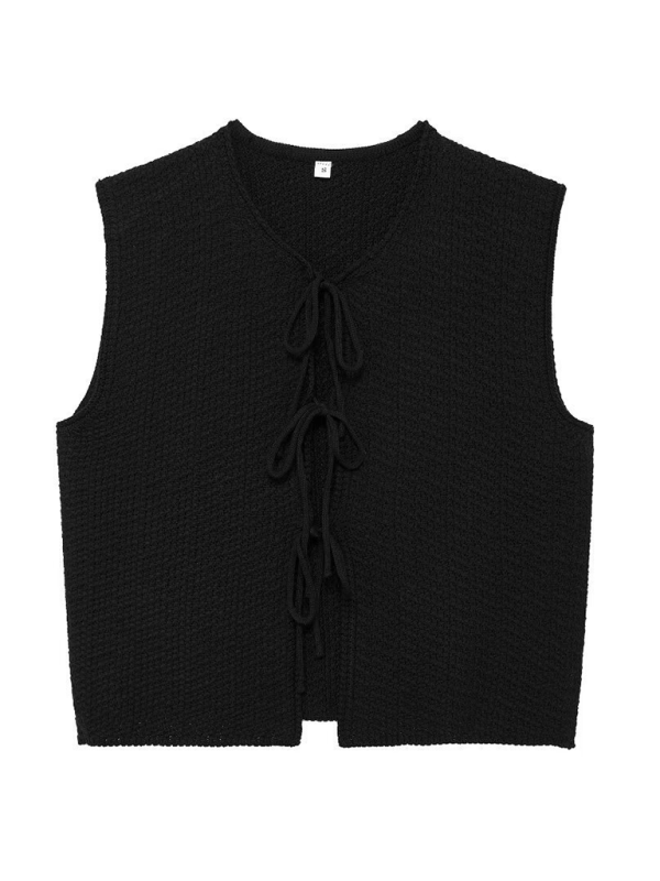 Ladies casual new style V-neck bowknot small V-neck sleeveless knitted vest