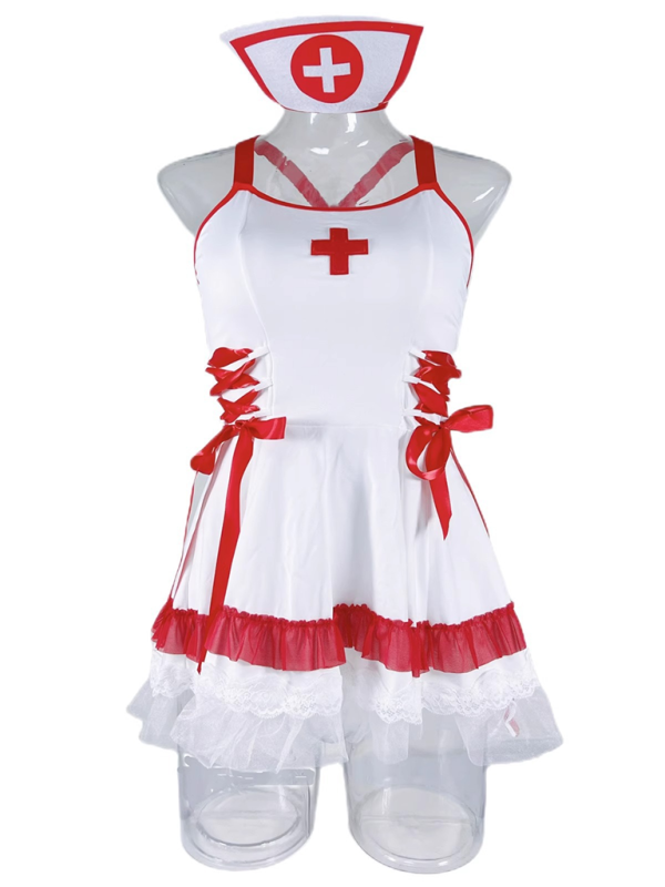 Halloween Sexy Erotic Lingerie Nurse Uniform Halter Dresses