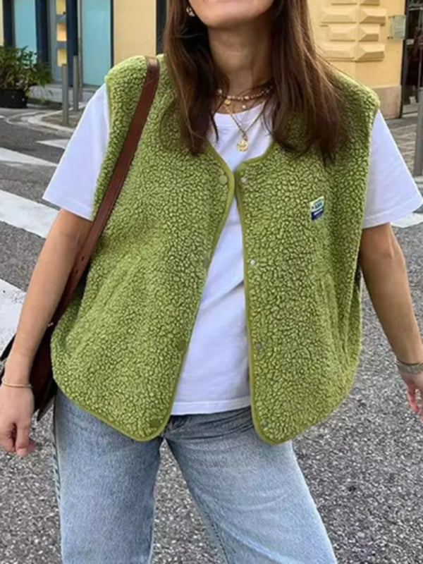 Fashion women's loose single-breasted vest jacket