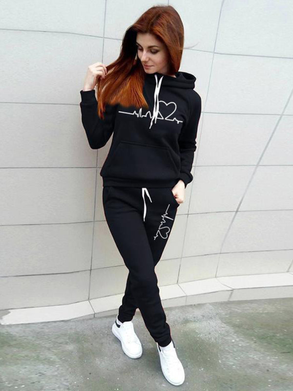 Women's casual sports suit hooded fashionable fleece sweater suit