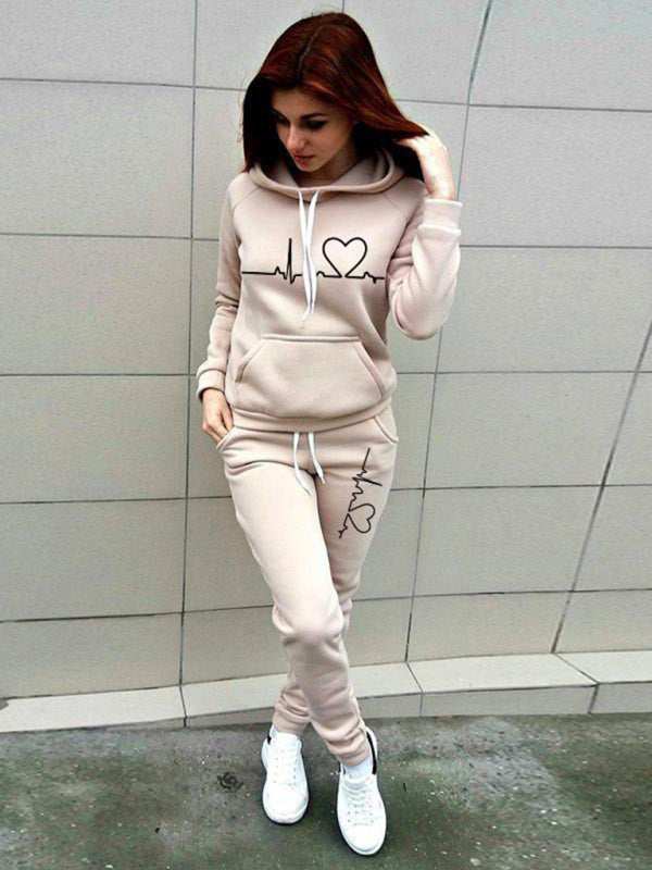 Women's casual sports suit hooded fashionable fleece sweater suit