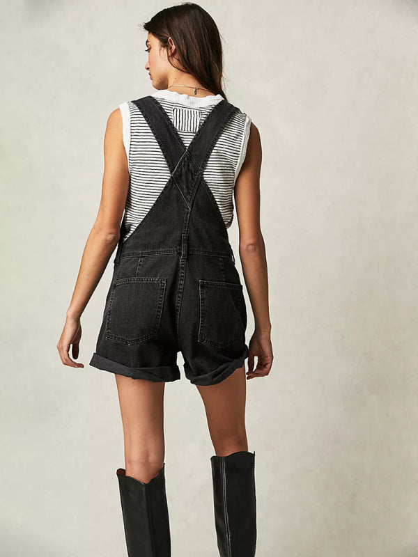 New loose multi-pocket overalls jeans