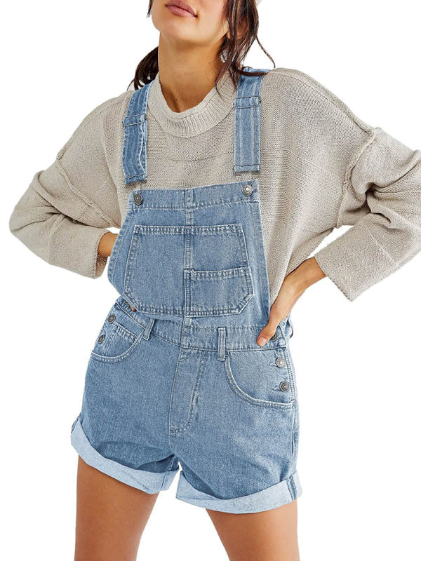 New loose multi-pocket overalls jeans