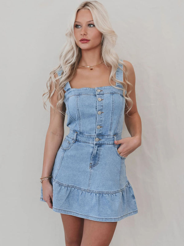 New Fashion Suspender Hottie Denim Dress