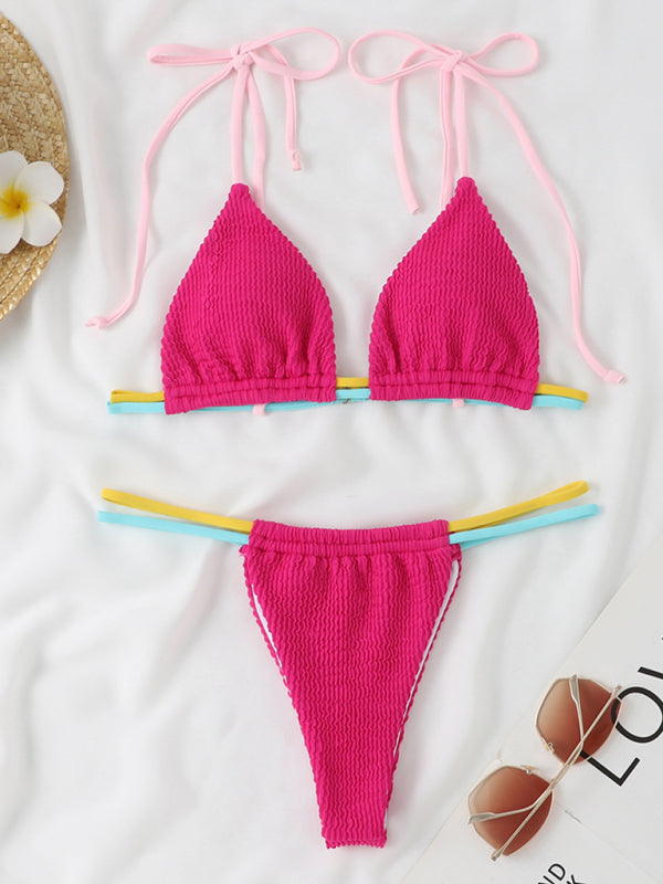 Sexy Thong Two-Piece Swimsuit Colorful Multi-String Swimsuit