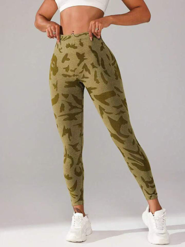 V waist camouflage peach hip sports trousers seamless yoga pants waisted fitness pants