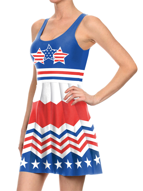 Women's Independence Day Flag Print Dress