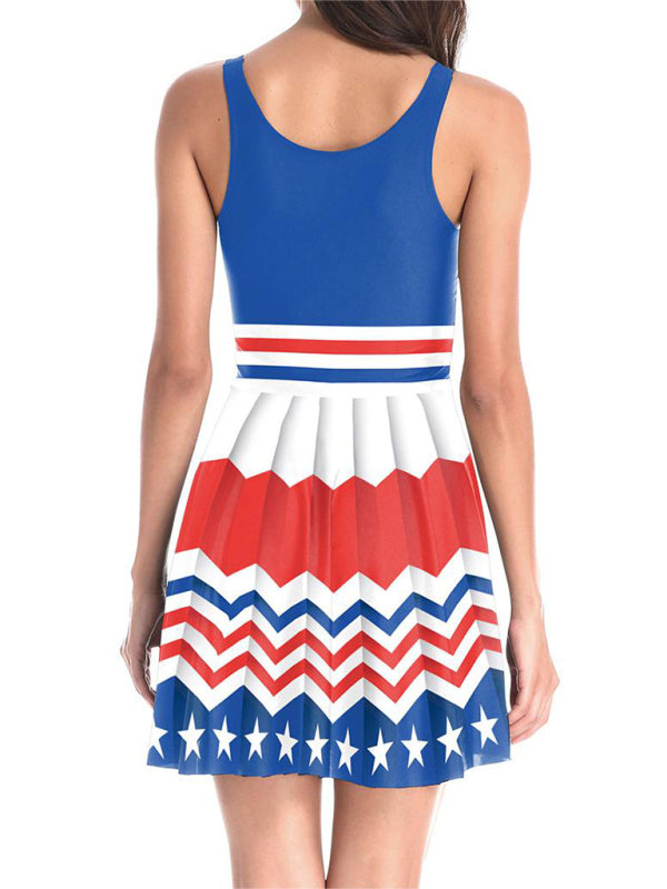 Women's Independence Day Flag Print Dress