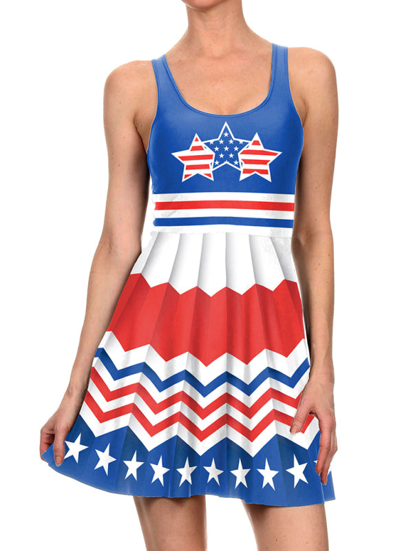 Women's Independence Day Flag Print Dress