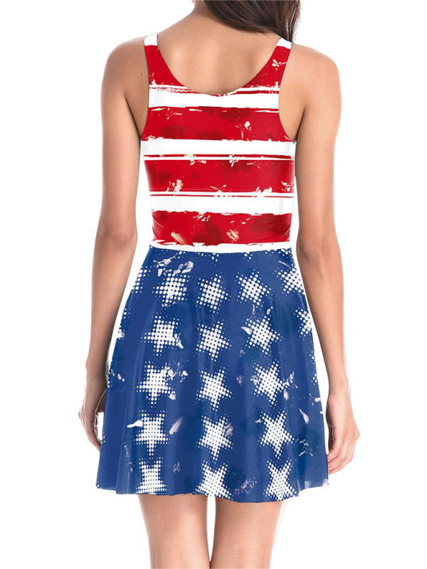 Women's Independence Day Flag Print Dress