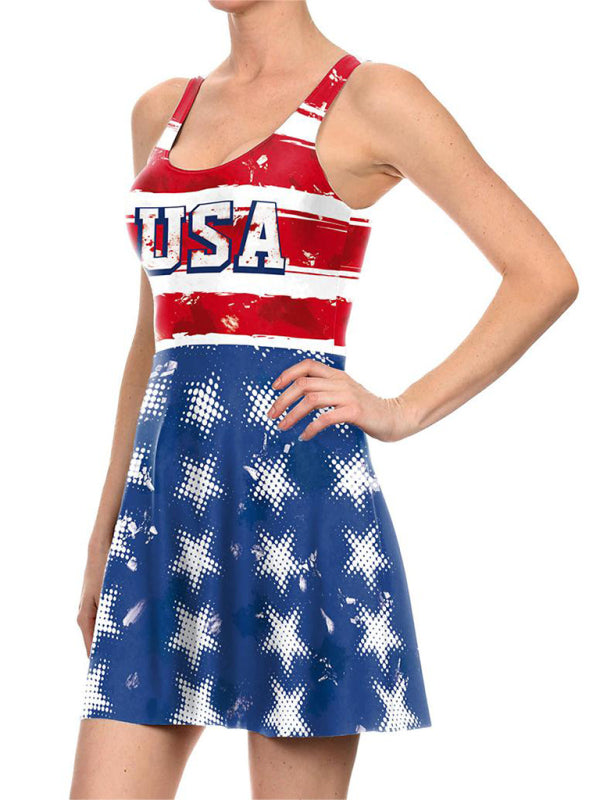 Women's Independence Day Flag Print Dress