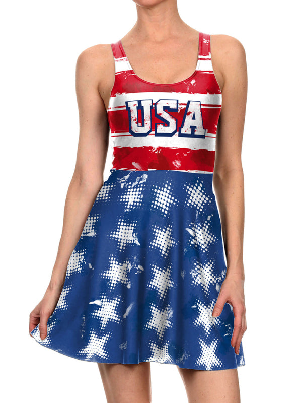 Women's Independence Day Flag Print Dress