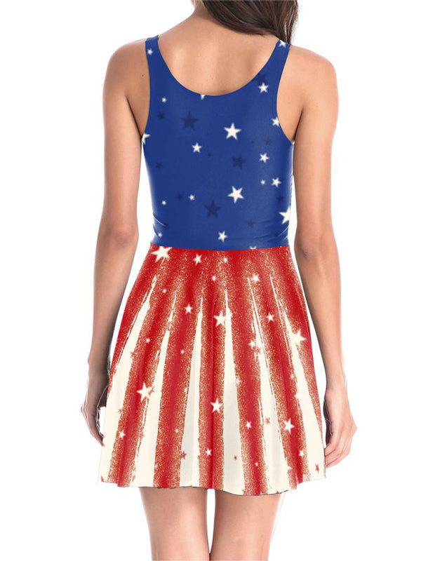 Women's Independence Day Flag Print Dress