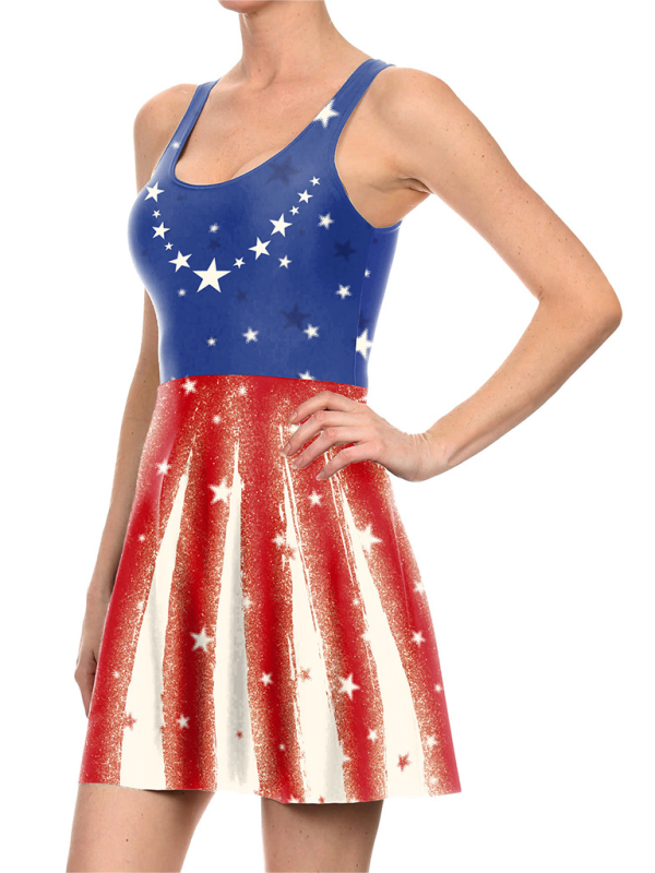 Women's Independence Day Flag Print Dress