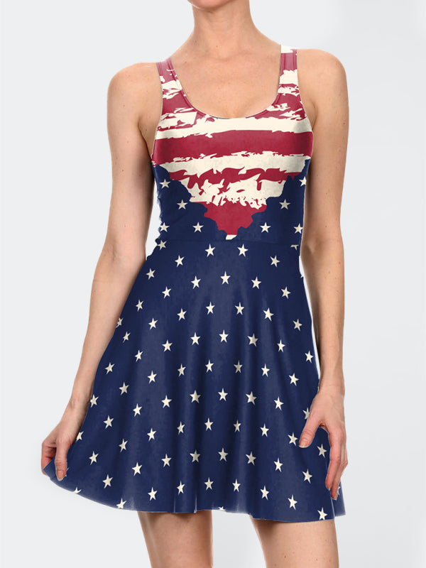 Women's Independence Day Flag Print Dress
