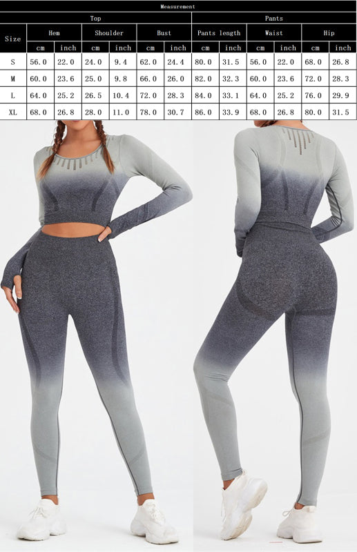 Women's Long Sleeve Gradient Yoga Set