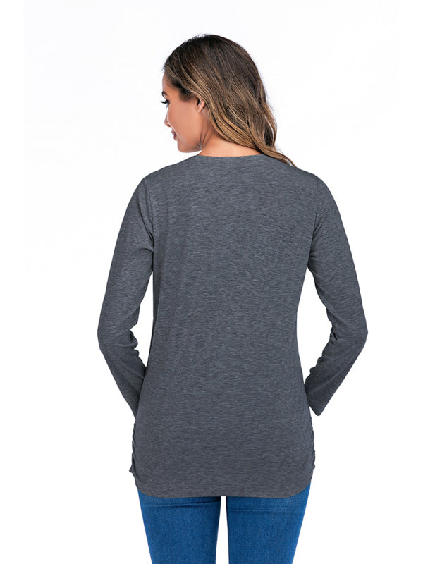 Women's Round Neck Small Feet Print Maternity Top