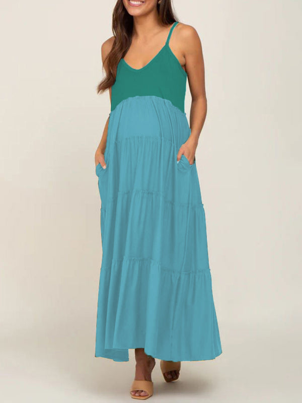 Maternity Sexy Casual Suspender Long Dress