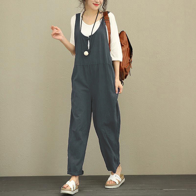 Women's solid color casual loose jumpsuit